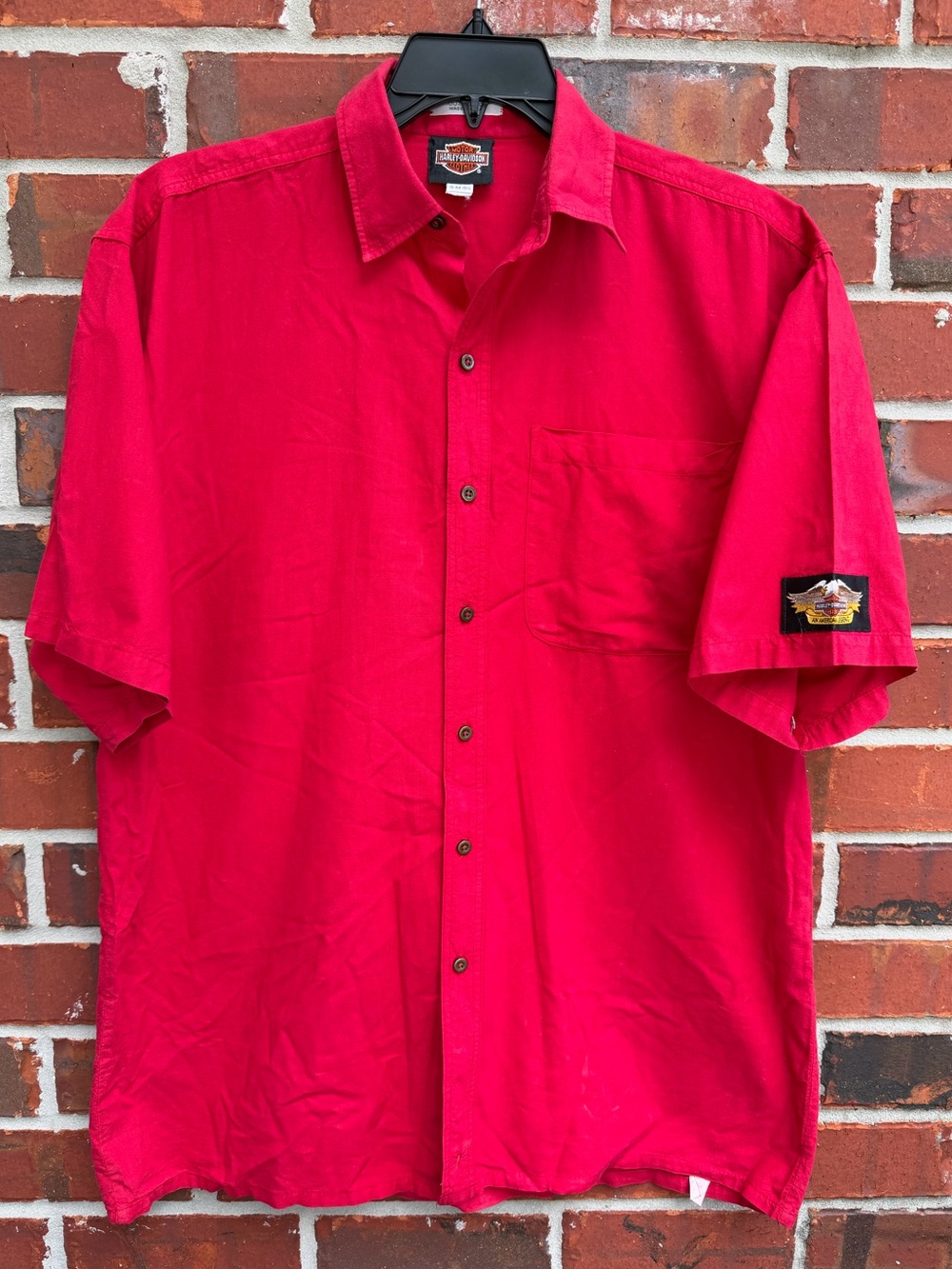 Vintage Harley-Davidson Motorcycles Men's M Short Sleeve Red Button-Up Shirt P6